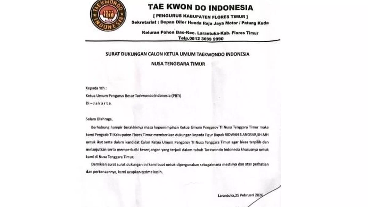 Gelombang Dukungan Kian Menguat, Pengcab TI Flores Timur Resmi Usung Ridwan Angsar Pimpin Taekwondo NTT