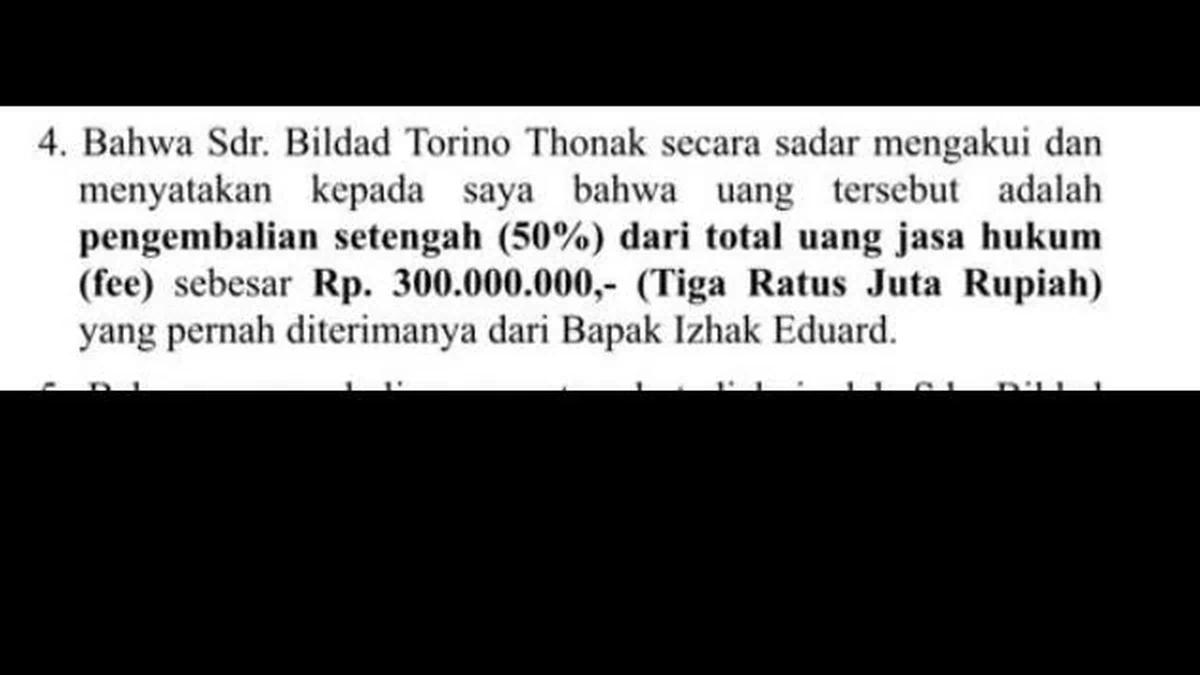 Kuasa Hukum Bildad, Keterangan Pihak Ishak Tegaskan Pengembalian Uang Adalah Jasa Hukum, Laporan Penipuan Selesai