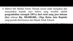 Kuasa Hukum Bildad, Keterangan Pihak Ishak Tegaskan Pengembalian Uang Adalah Jasa Hukum, Laporan Penipuan Selesai