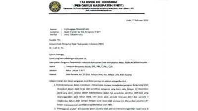 Surati PBTI, Pengcab TI Ende Mosi Tak Percaya Ketua TI NTT, Soroti UKT Hingga Gagalnya Prestasi PON
