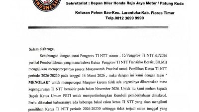 Pengcab TI Flores Timur Tolak Percepatan Musprov NTT, Dinilai Berpotensi Munculkan Calon Tunggal