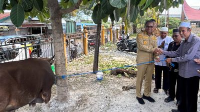 Wagub Johni Serahkan Bantuan Hewan Kurban di Masjid Al-Muhajirin Oebufu, Tekankan Semangat Berbagi